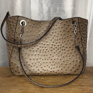 OKPTA OK.0973628 Bag Purse Faux Ostrich Brown Silver